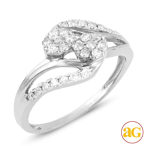 14KW 0.50CTW DIAMOND TWO STONE FLOWER RING