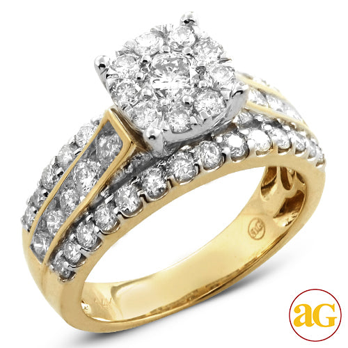 14KY 2.15CTW FANCY DIAMOND FLEUR RING [0.29CT CTR]