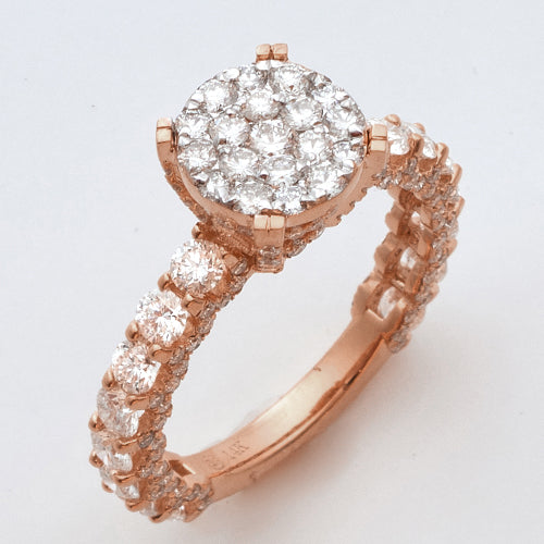 14KR 2.35CTW ROUND CLUSTER DIAMOND RING