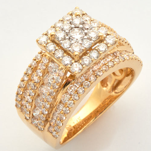 14KY 2.85CTW DIAMOND SCQUARE CLUSTER RING - SINGLE