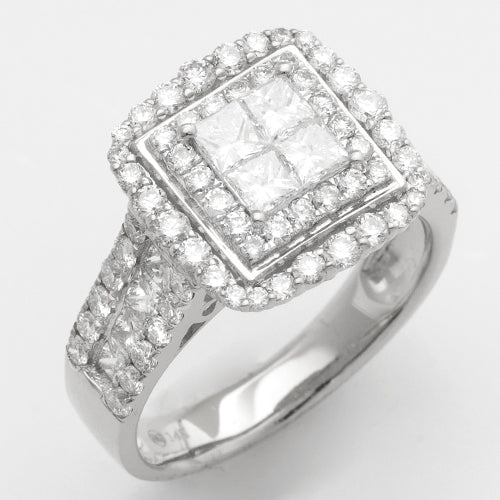 14KW 2.00CTW PC DIAMOND QUAD HEAD RING W/SQUARE