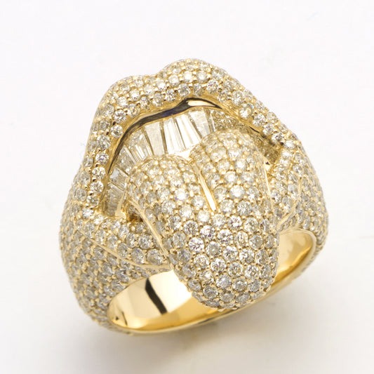 14KY 4.50CTW BAGUETTE DIAMOND MOUTH RING - TONGUE