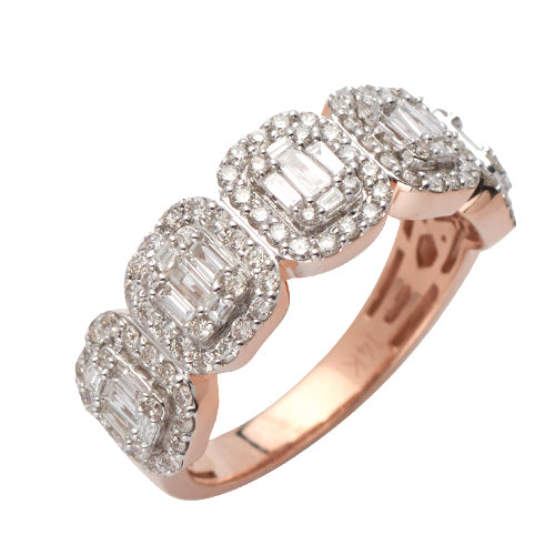 14KR 1.10CTW DIAMOND 5-STONE BAGUETTE CLUSTER RING