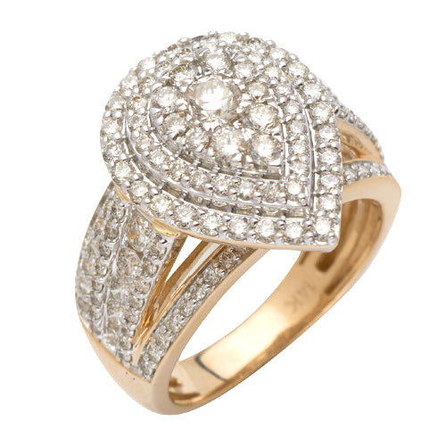 14KW 2.00CTW DIAMOND PEAR CLUSTER RING