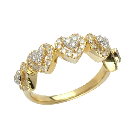 14KY 0.75CTW DIAMOND CLUSTER HEARTS RING