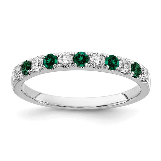 14k White Gold 1/2 ct Lab Grown Dia VS/SI+ G+ & Cr Emerald Complete Band