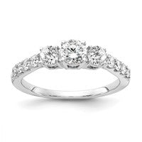 14k White Gold 1 ct Lab Grown Dia VS/SI+ G+ Comp 3 Stone Engagement Ring