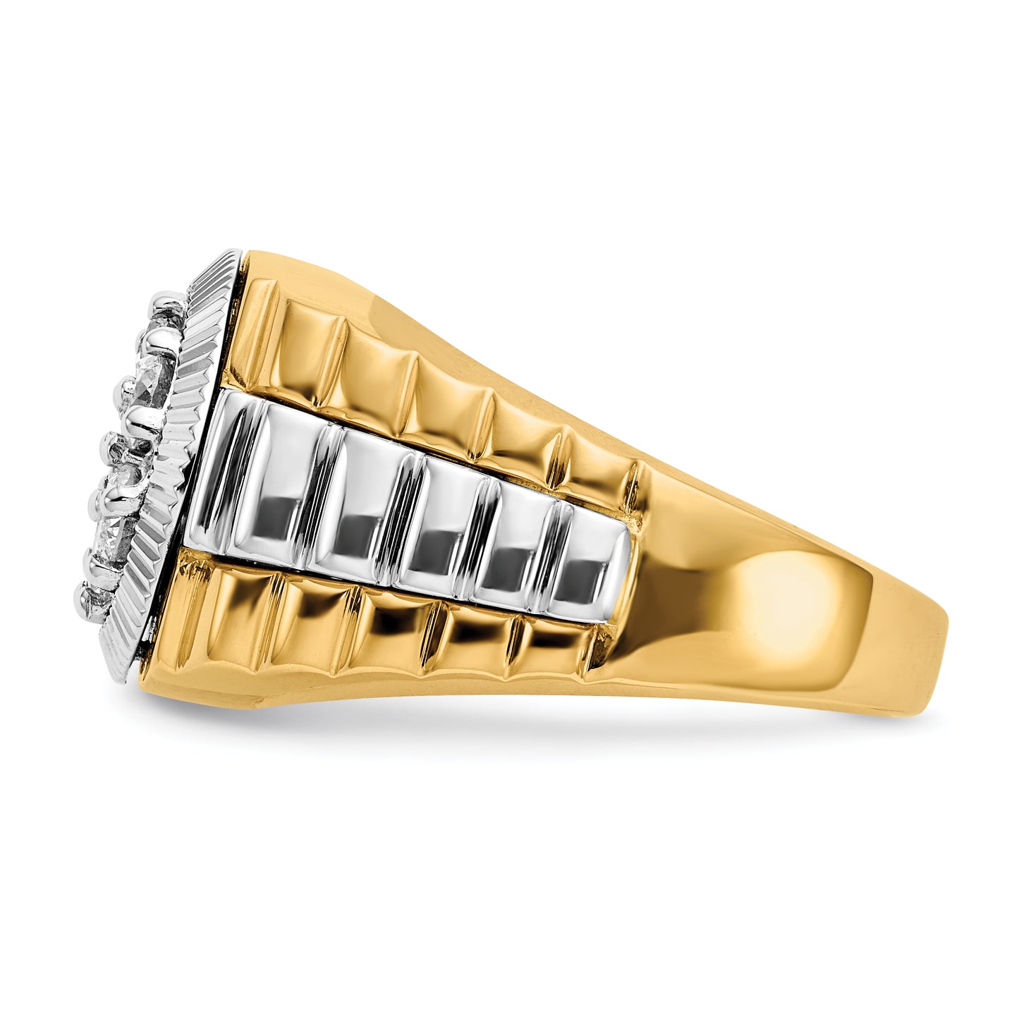 10ktt Ridged-Sides 1ct Mens Lab Grown Diamond VS/SI+ G+ Ring