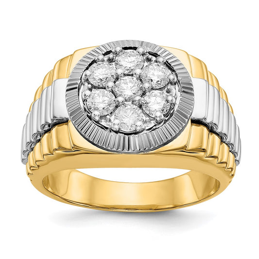 10ktt Ridged-Sides 1ct Mens Lab Grown Diamond VS/SI+ G+ Ring