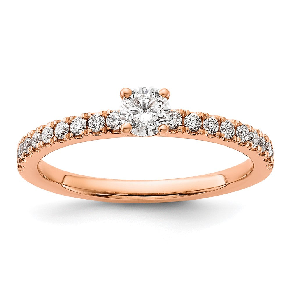 14k Rose Gold 1/2 ct Lab Grown Diamond VS/SI+ G+ Complete Round Eng Ring
