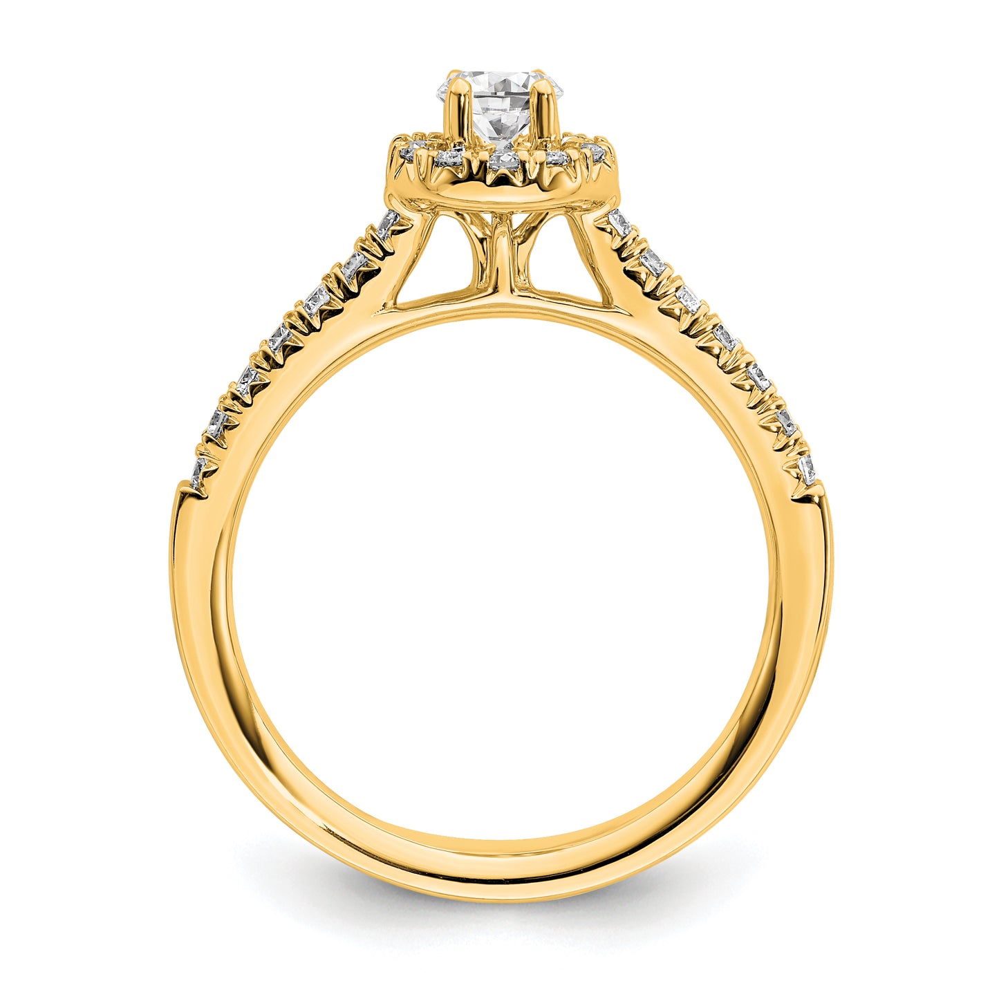 14k 3/4ct Lab Grown Diamond VS/SI+ G+ Round Comp Halo Eng Ring