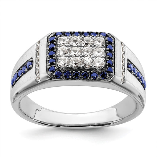 10kw 3/8 ct Lab Grown Dia VS/SI+ G+ & Cr Sapphire Men's Ring