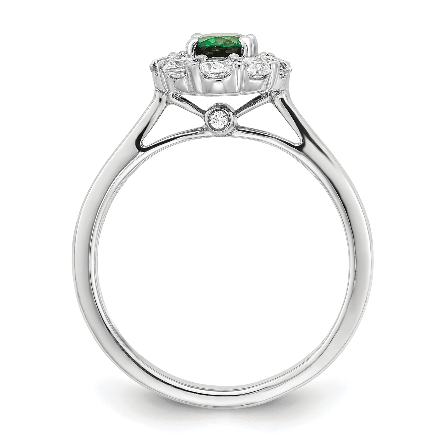 14k White Gold 5/8 ct Lab Grown Diamond VS/SI+ G+ & Cr Emerald Halo Ring