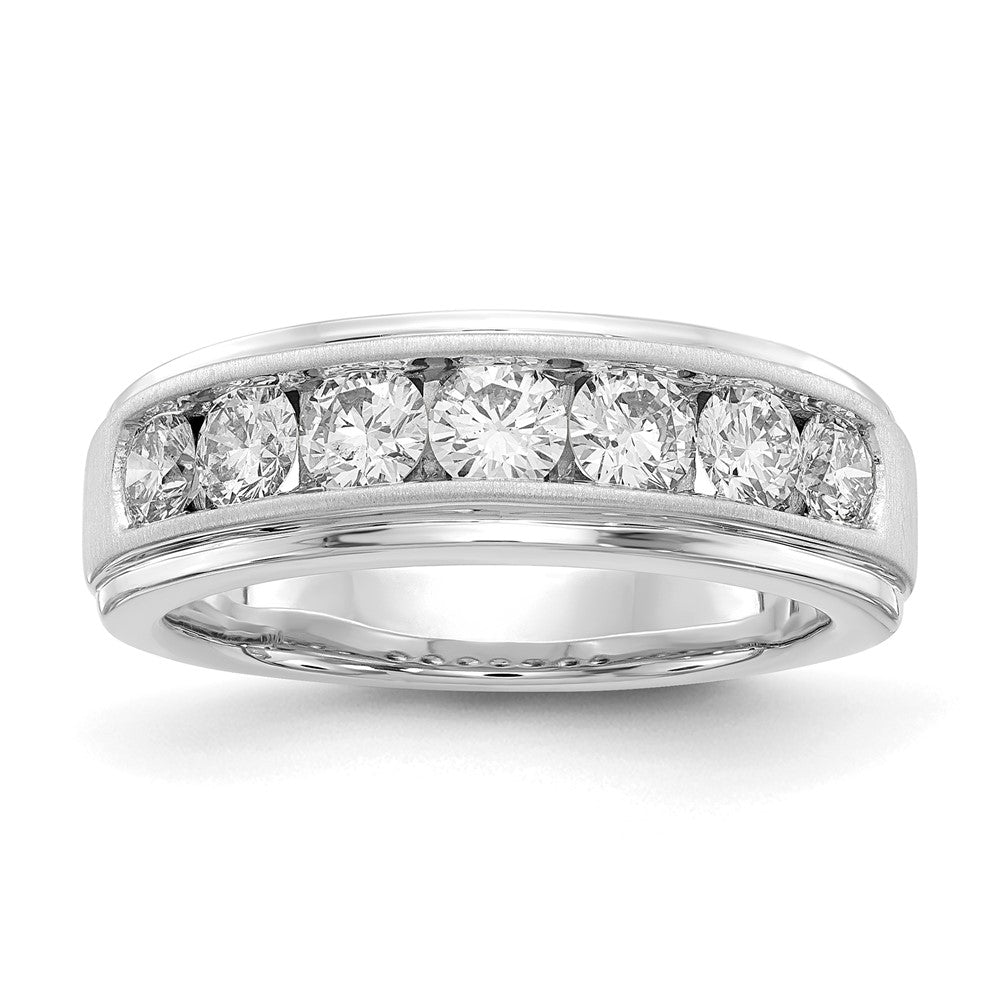 10k White Gold 1 1/2 ct Lab Grown Dia VS/SI+ G+ 7 Stone Comp Men's Ring