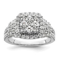 14k White Gold 1 1/2ct Lab Grown Diamond VS/SI+ G+ Comp Cluster Eng Ring