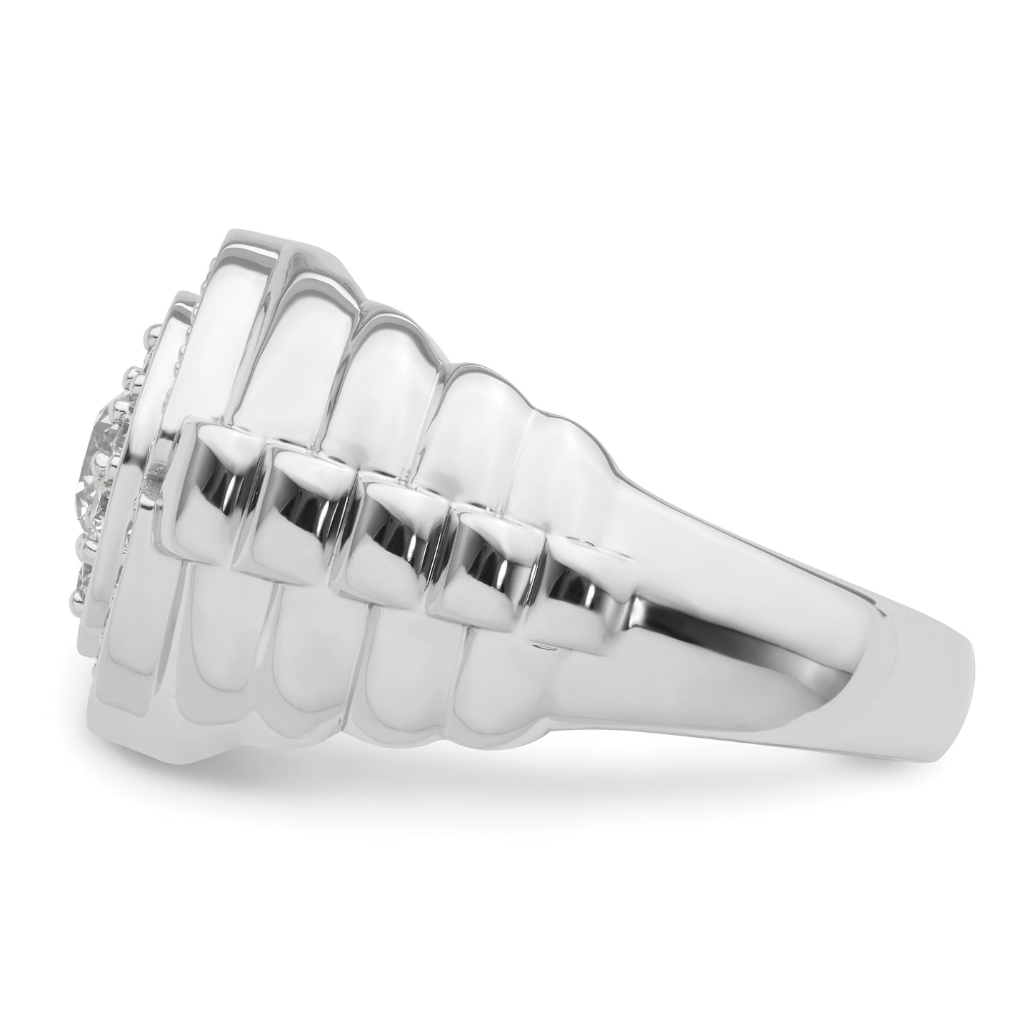 10k White Gold 1 1/5ct Lab Grown Dia VS/SI+ G+ Complete Men's Cluster Ring