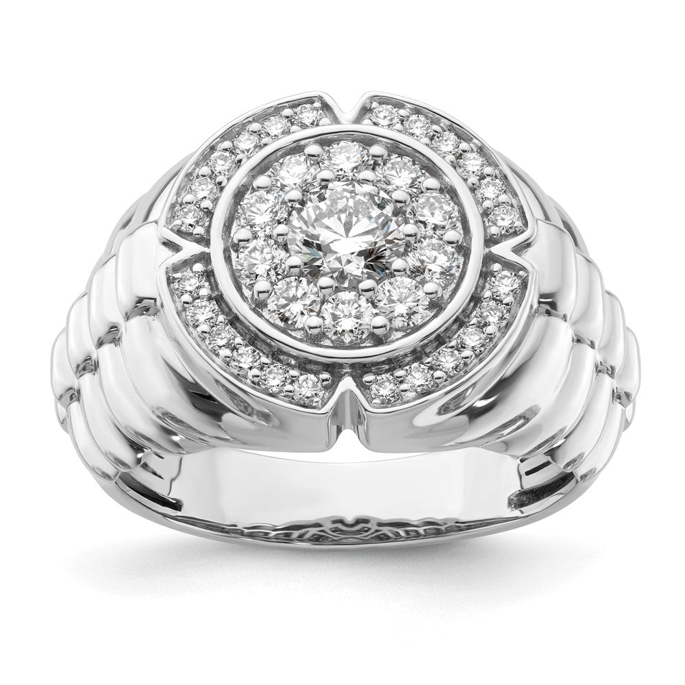 10k White Gold 1 1/5ct Lab Grown Dia VS/SI+ G+ Complete Men's Cluster Ring
