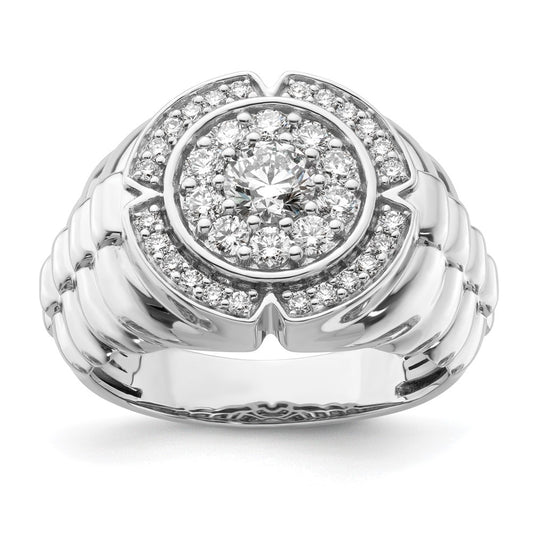 10k White Gold 1 1/5ct Lab Grown Dia VS/SI+ G+ Complete Men's Cluster Ring