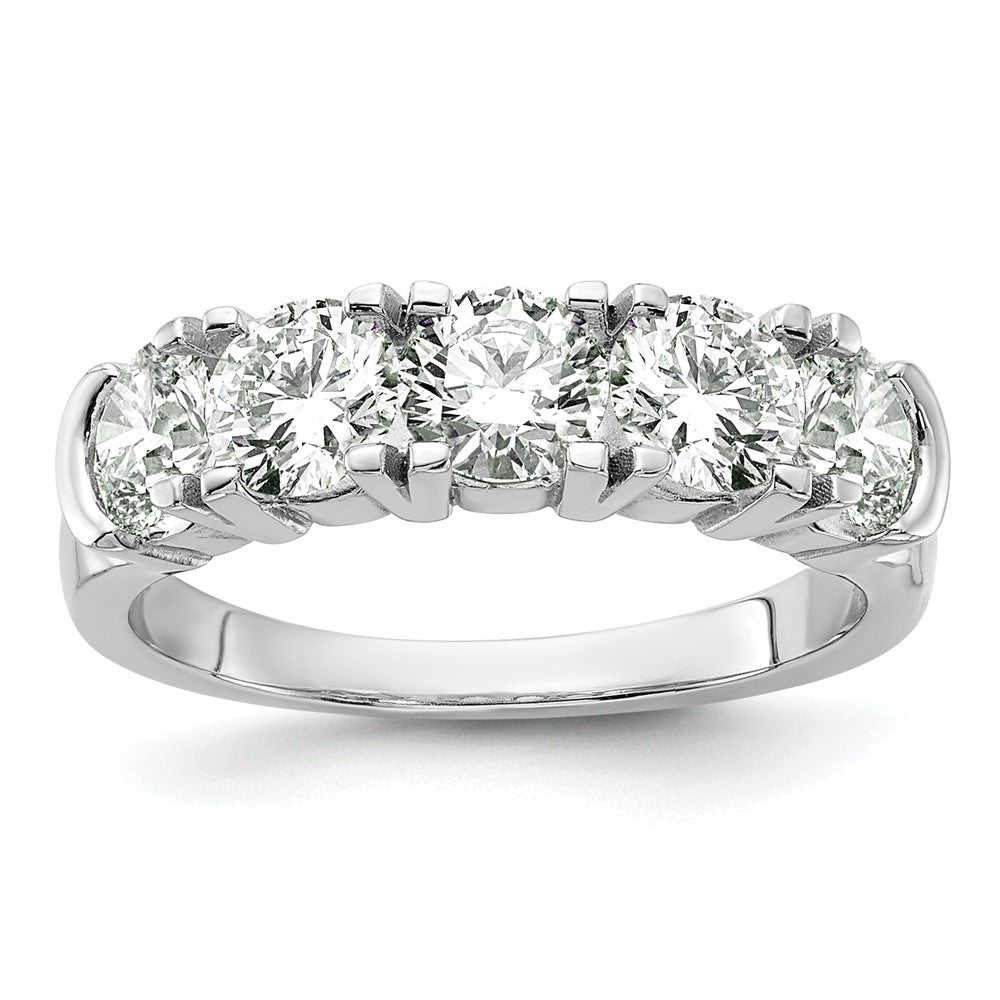14k White Gold 1 3/4 ct Lab Grown Dia VS/SI+ G+ 5 Stone Complete Band