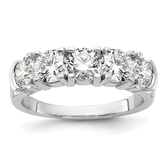 14k White Gold 1 3/4 ct Lab Grown Dia VS/SI+ G+ 5 Stone Complete Band