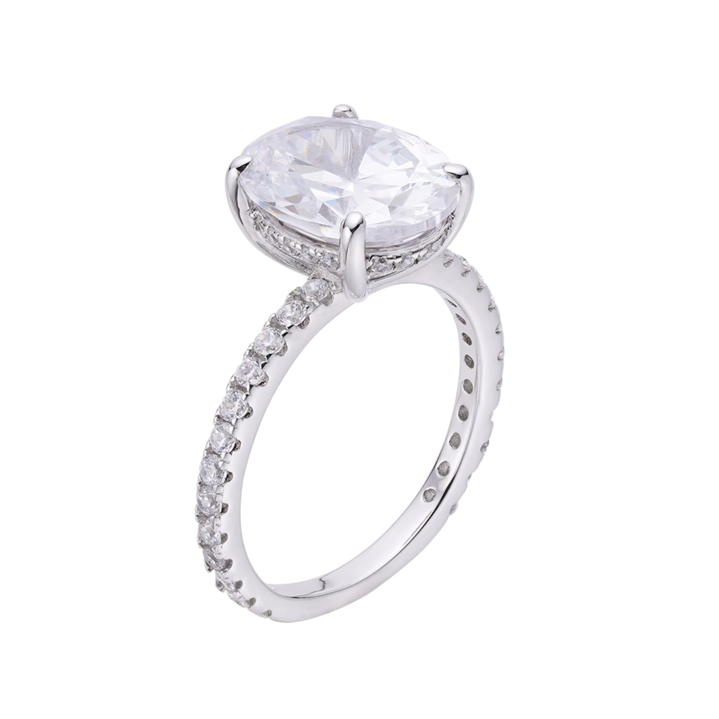 S.Silver Round 0.59 Cttw and Oval 3.06 Cttw Moissanite Designer Sz 7 Womens Ring RP