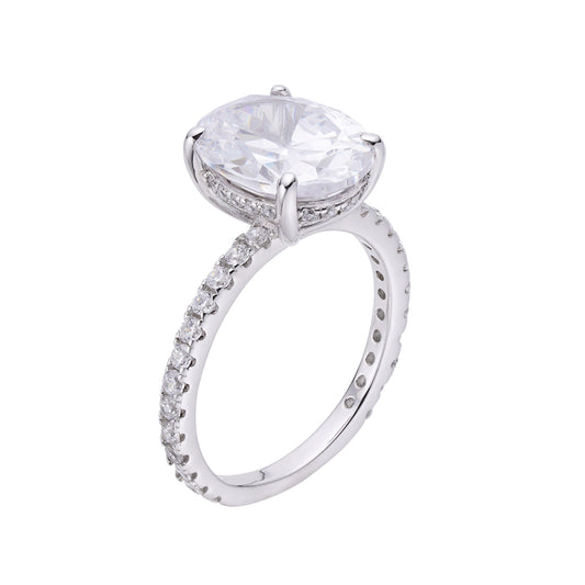 S.Silver Round 0.59 Cttw and Oval 3.06 Cttw Moissanite Designer Sz 7 Womens Ring RP