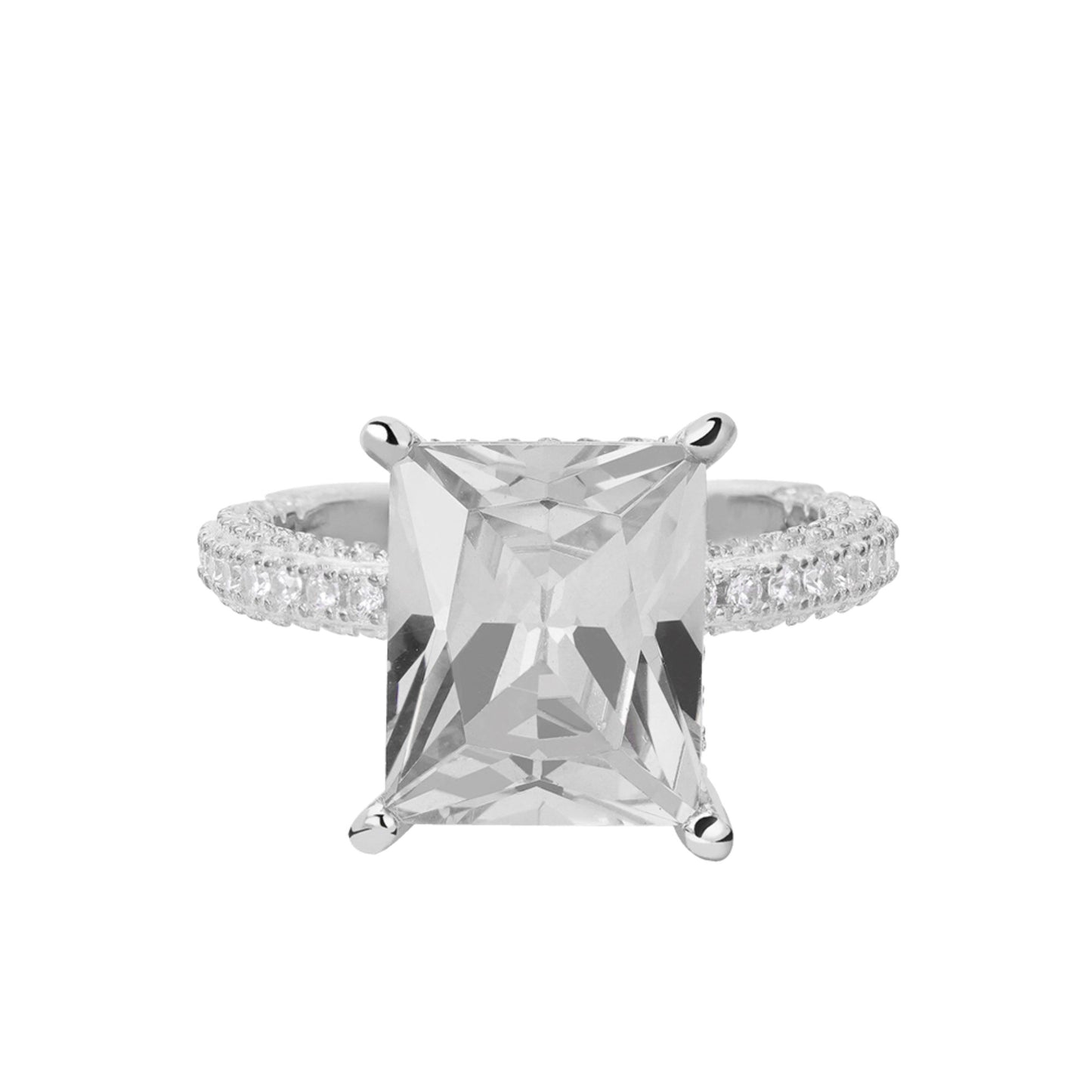 S.Silver Round 1.27 Cttw and Baguette 5.10 Cttw Moissanite Designer Sz 7 Womens Ring RP