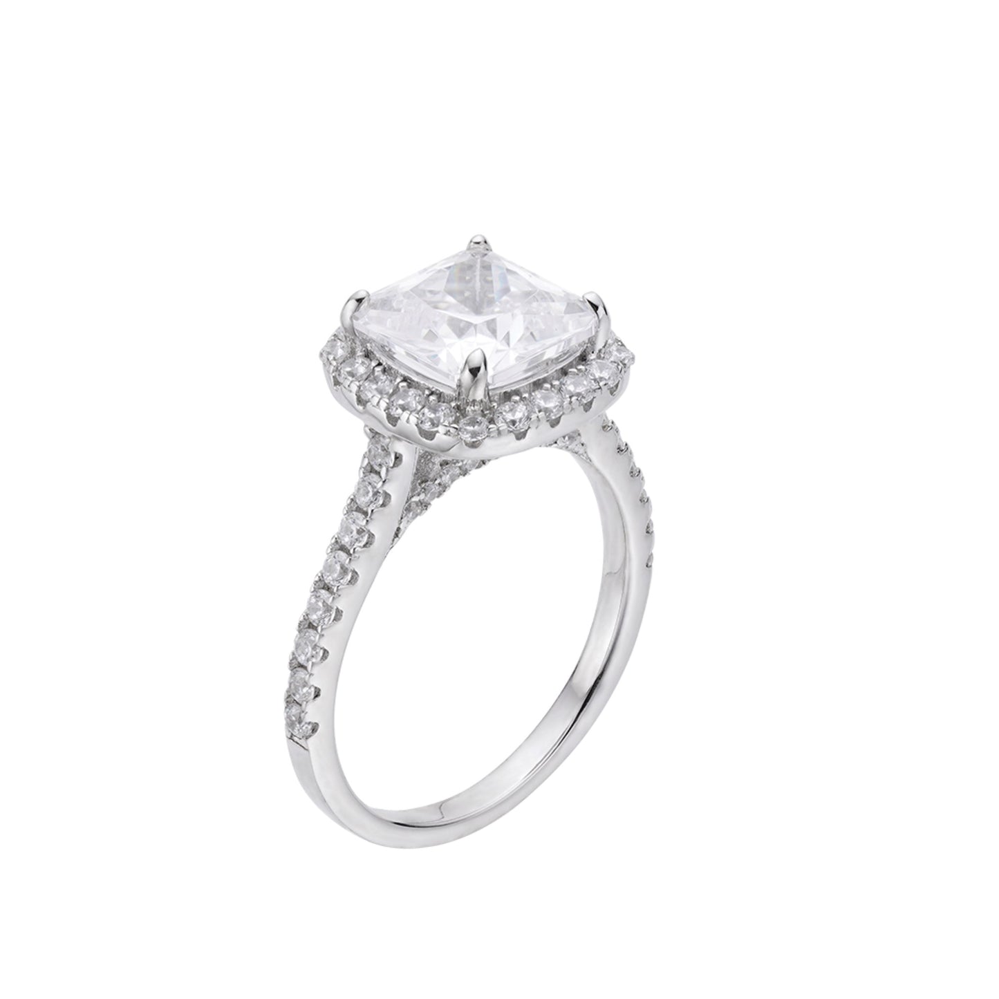 S.Silver Round 0.74 Cttw and Princess 4.04 Cttw Moissanite Designer Sz 7 Womens Ring RP