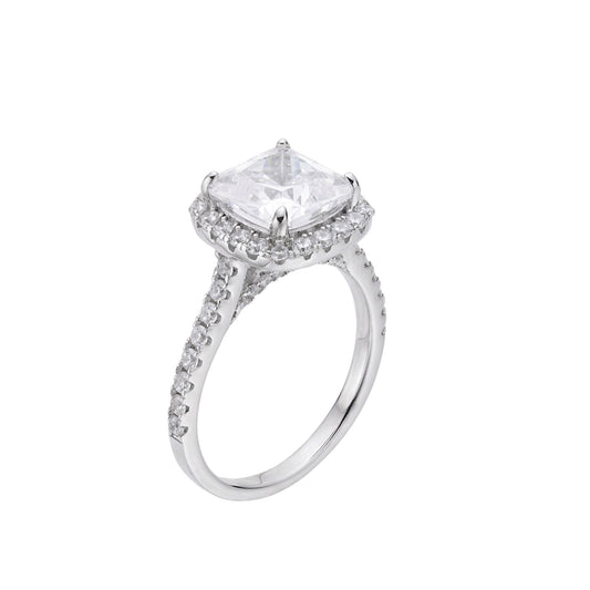 S.Silver Round 0.74 Cttw and Princess 4.04 Cttw Moissanite Designer Sz 7 Womens Ring RP