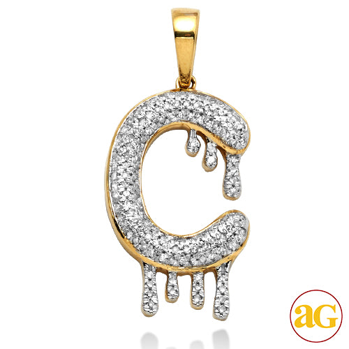 10KY 0.35CTW DIAMOND DRIPPING INITIAL PENDANT