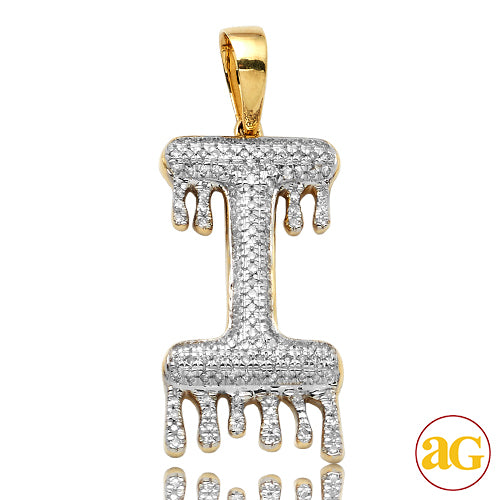 10KY 0.40CTW DIAMOND DRIPPING INITIAL PENDANT