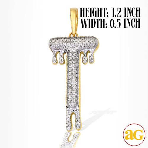 10KY 0.30CTW DIAMOND DRIPPING INITIAL PENDANT