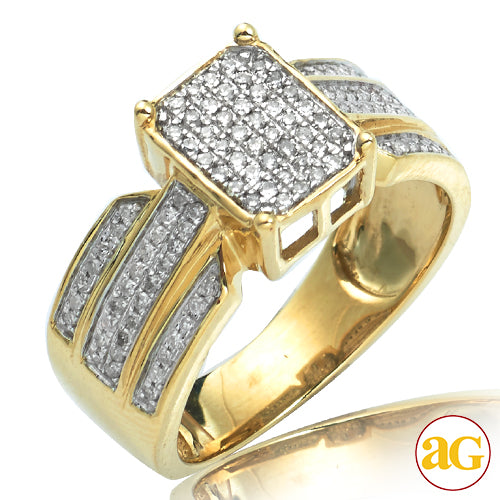 10KY 0.35CTW MICROPAVE DIAMOND RECTANGLE HEAD RING