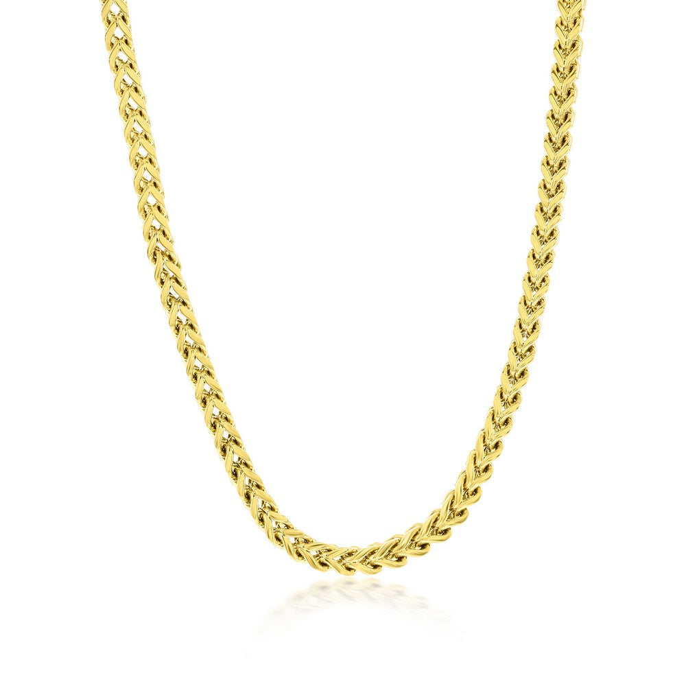 Stainless Steel 4mm Franco Chain Necklace - Gold Plated
