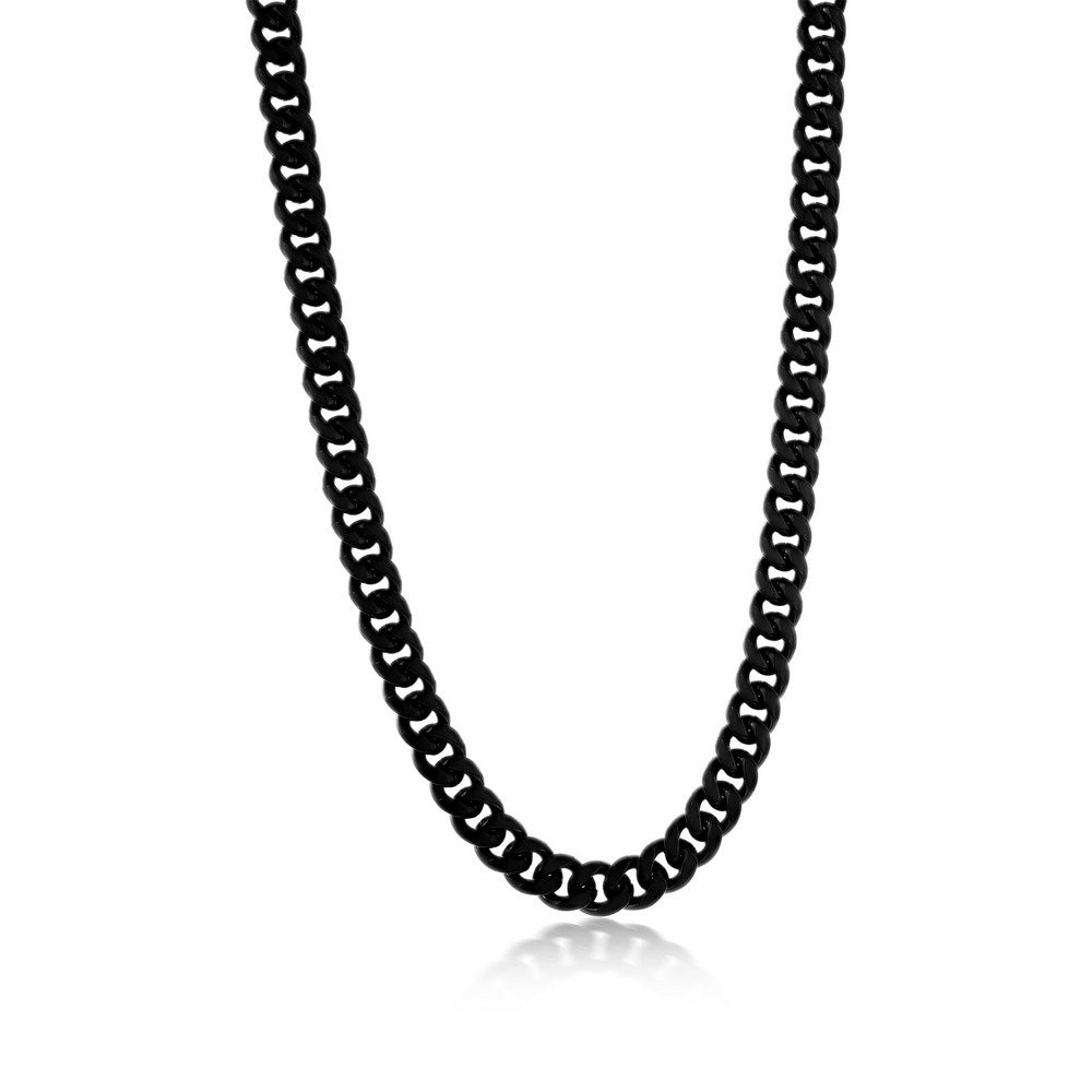 Stainless Steel 8mm Miami Cuban Chain Necklace - Matte Black IP Plated