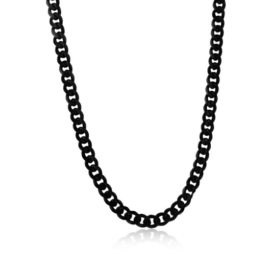 Stainless Steel, 5mm Cuban Chain - Black Plated