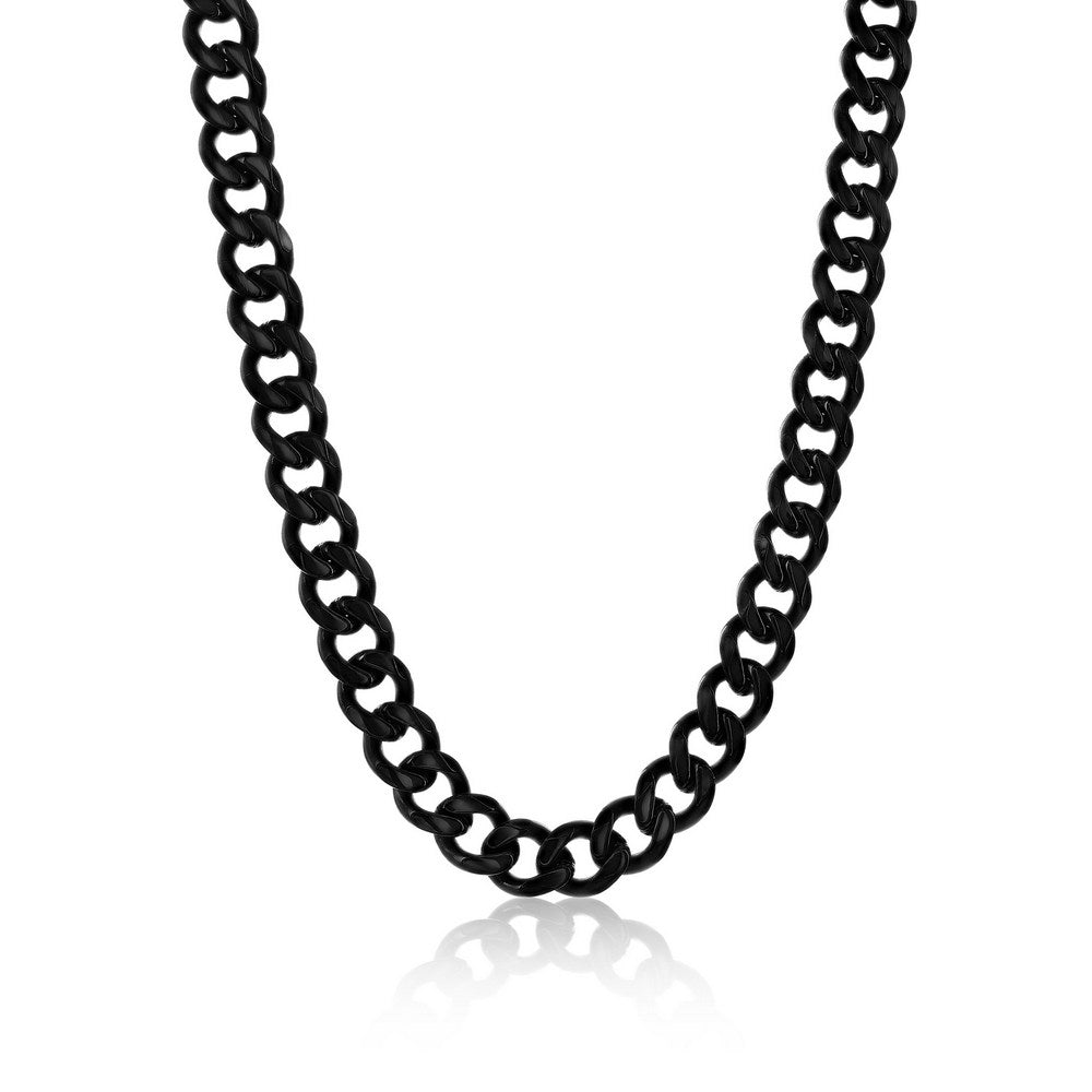 Stainless Steel, 7mm Cuban Chain - Black Plated