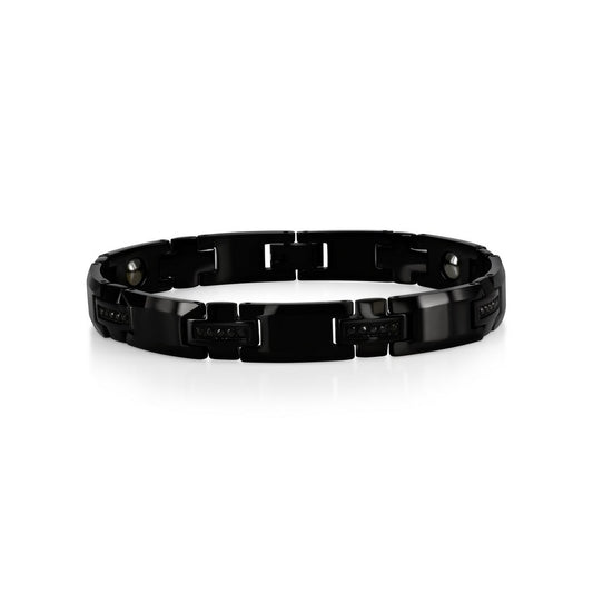 Magnetic Tungsten, CZ Bracelet - Black Plated