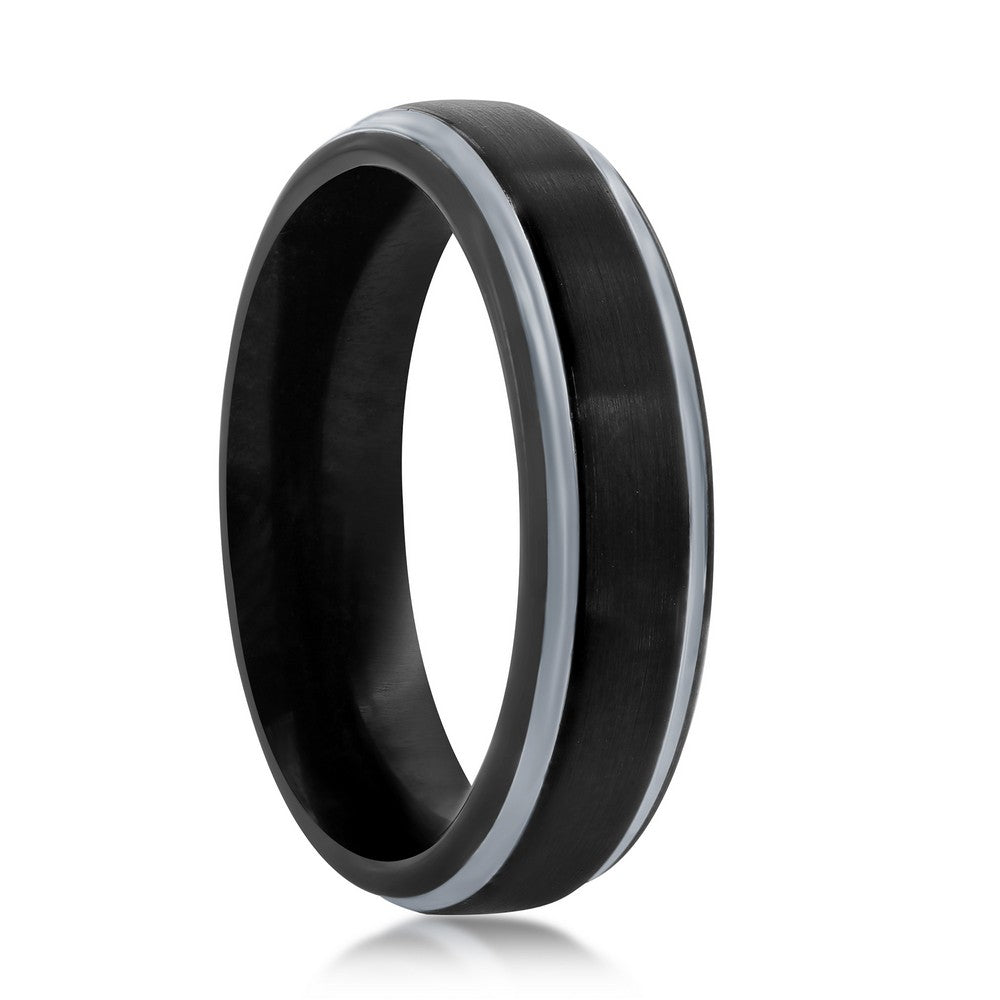 Black & Silver 6mm Tungsten Ring