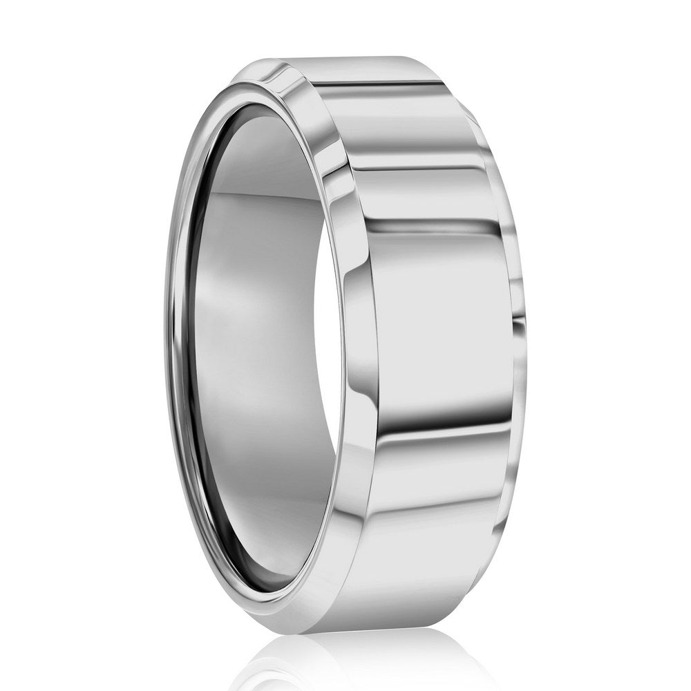 Polished Silver 8mm Tungsten Ring