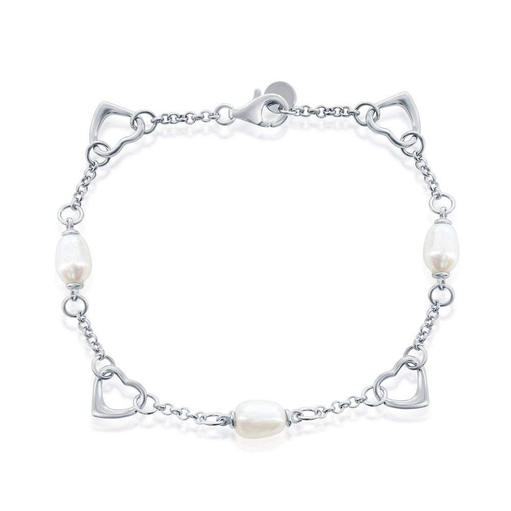 Sterling Silver, FWP and Heart Link Anklet