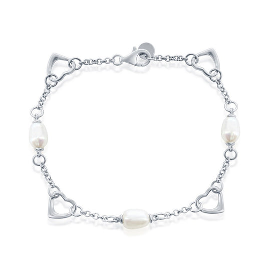 Sterling Silver, FWP and Heart Link Anklet