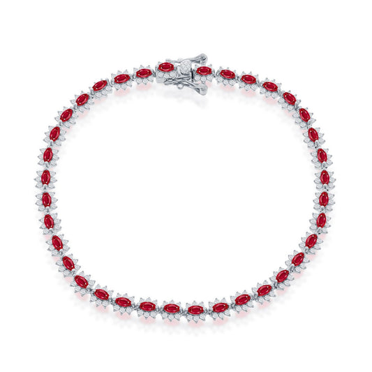 Sterling Silver, 5mm Royal CZ Tennis Bracelet - Ruby CZ