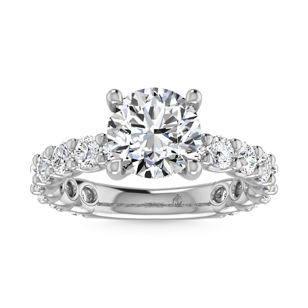 14K White Gold Lab Grown Diamond  3 1/3 Ct.Tw. Round Shape Three Forth Engagement Ring (IGI Certified Center  2CT)