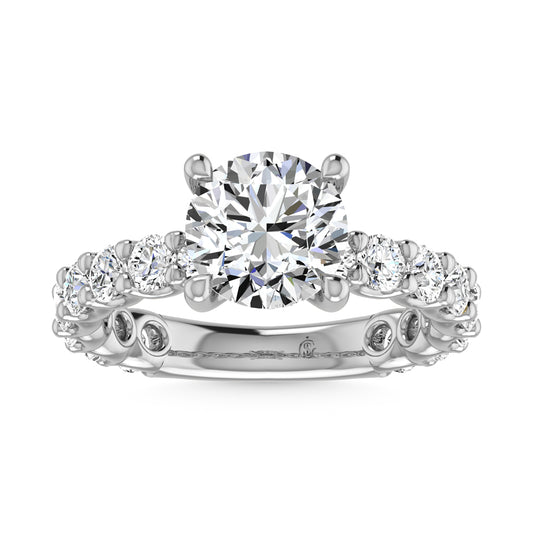 14K White Gold Lab Grown Diamond  3 1/3 Ct.Tw. Round Shape Three Forth Engagement Ring (IGI Certified Center  2CT)