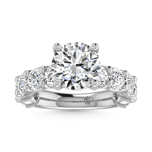 14K White Gold Lab Grown Diamond  6 1/3 Ct.Tw. Round Shape Three Forth Engagement Ring (IGI Certified Center  3CT)