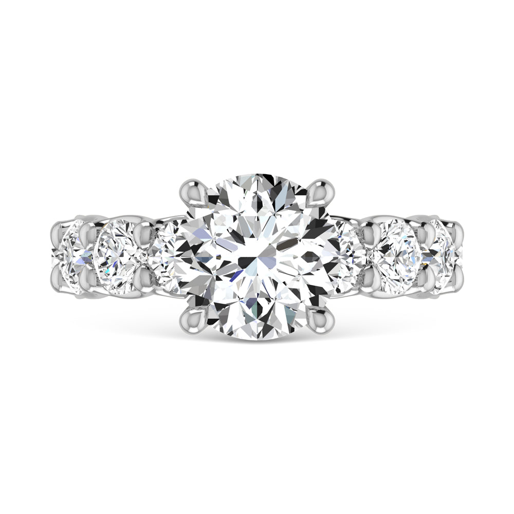 14K White Gold Lab Grown Diamond  6 1/3 Ct.Tw. Round Shape Three Forth Engagement Ring (IGI Certified Center  3CT)