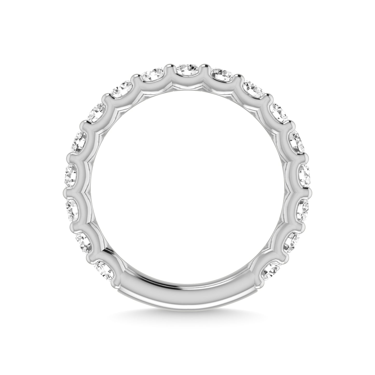 14K White Gold Lab Grown Diamond 1 3/4 Ct.Tw. Round Shape Three Forth Way wedding Band (size 6.5)