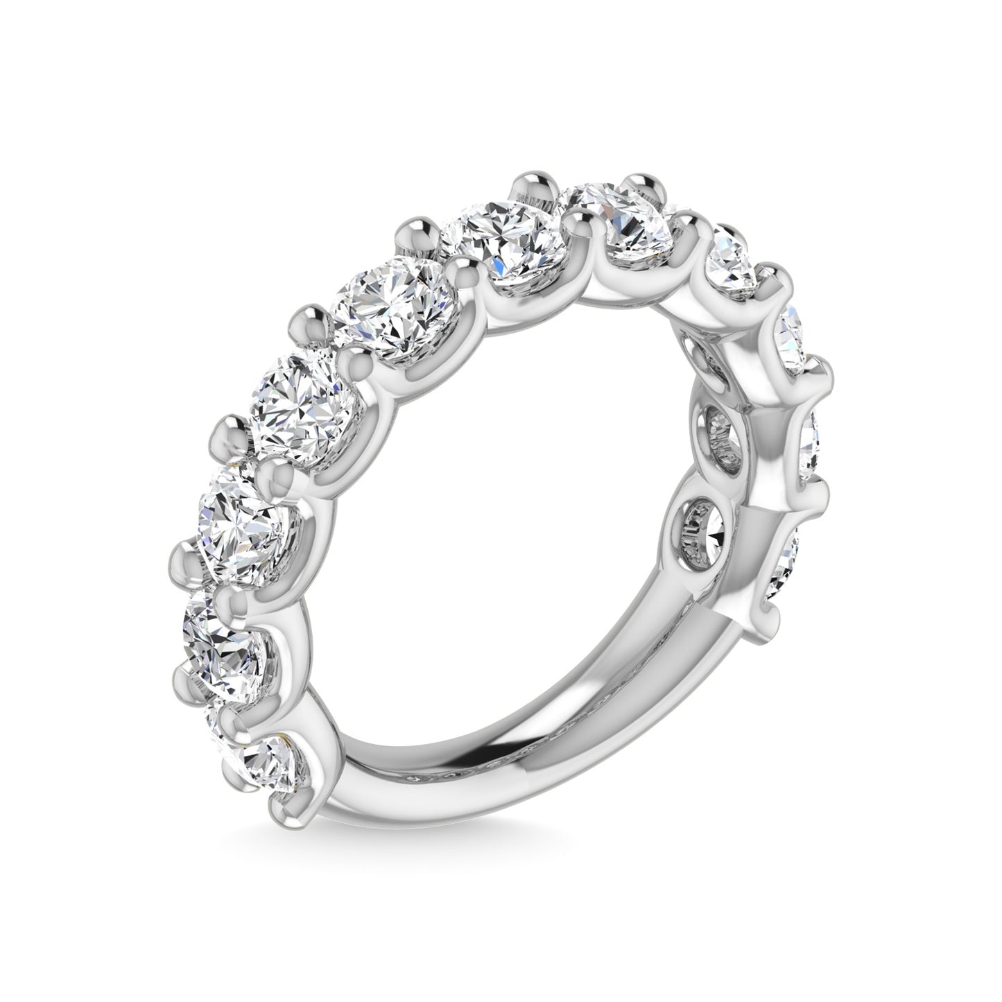 14K White Gold Lab Grown Diamond 5 7/8 Ct.Tw. Round Shape Three Forth Way wedding Band (size 6.5)