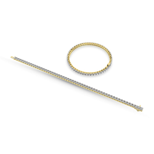 14K Yellow Gold 4 Ct.Tw. Diamond 4 Prong Illusion Tennies Bracelet